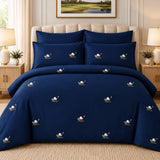 Elegant Navy Blue Golf Embroidered Bedding Set