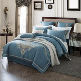 Elegant Navy Stitch Embroidery Duvet Set - The Linen House