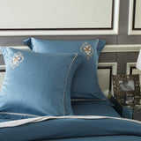 Elegant Navy Stitch Embroidery Duvet Set - The Linen House
