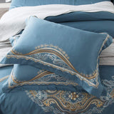 Elegant Navy Stitch Embroidery Duvet Set - The Linen House