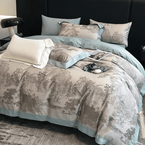 Elegant Pastoral Toile Printed Duvet Set- Western Style Printed Bedding