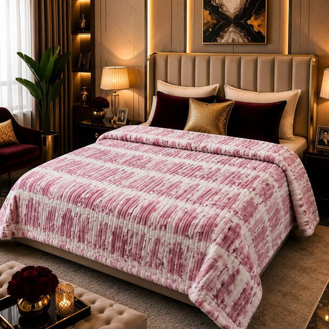 Elegant Pink Plush Blanket - The Linen House