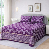 Elegant Purple Floral Printed Bedsheet - The Linen House