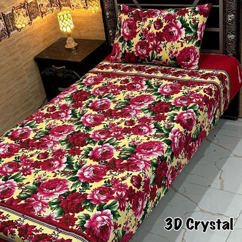 Elegant Red Floral Print Bedsheet – Single Size (Pack of 2) - The Linen House