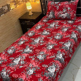 Elegant Red & Grey Print Bedsheet – Single Size (Pack of 2) - The Linen House