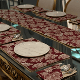 Elegant Table Setting with Burgundy Floral Placemats - The Linen House