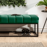 Elegant Upholstered Bench (Green) - The Linen House