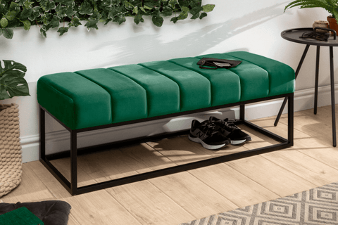 Elegant Upholstered Bench (Green) - The Linen House