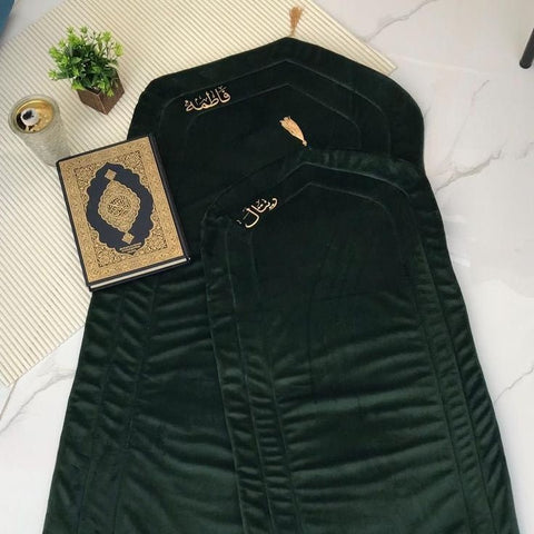 Elegant Velvet Prayer Mat Set with Personalized Embroidery - The Linen House