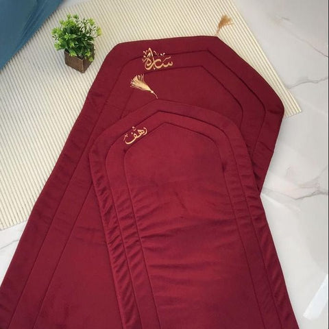 Elegant Velvet Prayer Mat Set with Personalized Embroidery - The Linen House