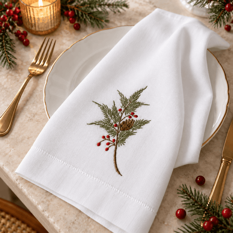 Elegant White Embroidered Table Mat - The Linen House