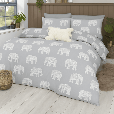 Elephant Printed Bedsheet (3 pcs) - The Linen House