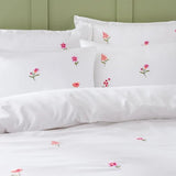 Embroidered Flower Duvet Cover Bedding Set - The Linen House