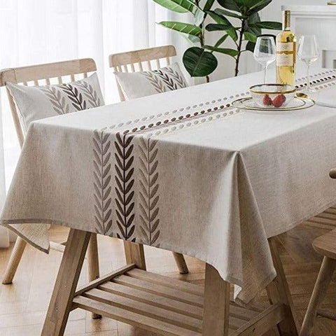 Embroidered Pattern Cotton Table Cover - The Linen House
