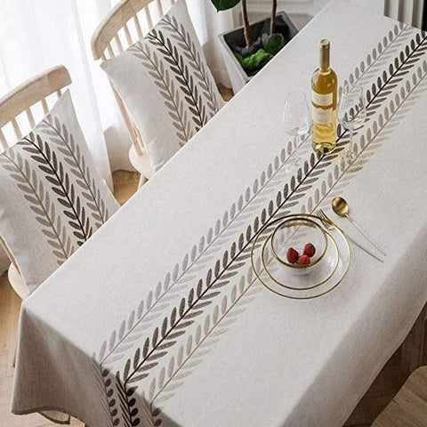 Embroidered Pattern Cotton Table Cover - The Linen House