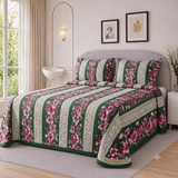 Emerald Bloom Floral Printed Bedspread - The Linen House