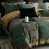 Emerald Bloom Luxury Duvet Set – Elegant Green Floral Bedding Set - The Linen House