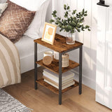 End Table, Nightstands with 3 - Layer Storage Shelves, Side Table for Small Spaces - The Linen House