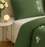 Eucalyptus Green Floral Bedding Set | Elegant Embroidered Luxury Duvet Cover - The Linen House