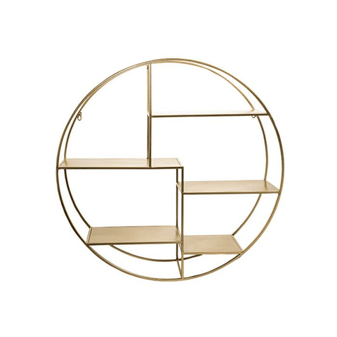 Extra Large Round Wall Shelf Unit in Gold - The Linen House