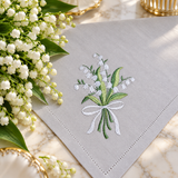 Elegant Lily Bouquet Embroidered Table Napkin