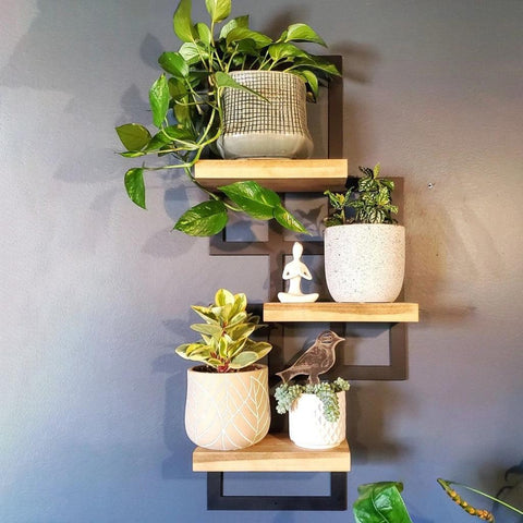 Metal Framed Triple Floating Shelves - The Linen House