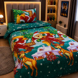Festive Santa Reindeer Snowflake Printed Kids Comforter - The Linen House