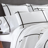 White with Black Stripe Duvet Set - The Linen House