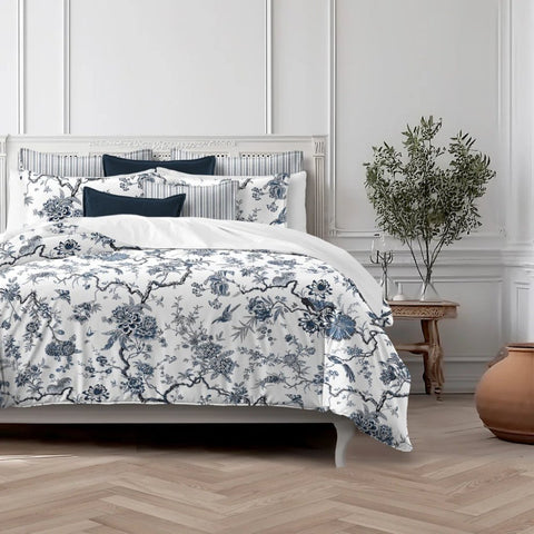 Fine Linens Tree Top Sky Printed Bedding Duvet Set - The Linen House