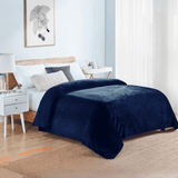 Flannel Fleece Blanket Navy - The Linen House