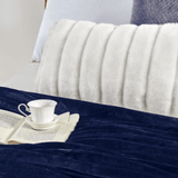 Flannel Fleece Blanket Navy - The Linen House