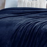 Flannel Fleece Blanket Navy - The Linen House