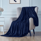 Flannel Fleece Blanket Navy - The Linen House