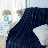 Flannel Fleece Blanket Navy - The Linen House