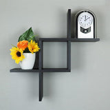 Floating Shelves Black Wall Mounted Cross Design - The Linen House