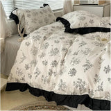 Floral Ruffle Trim Printed Duvet Set - The Linen House