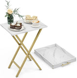 Folding Tables with Removable Serving Tray - The Linen House