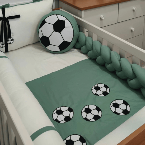 Foot Ball Print Baby Cot Set - The Linen House