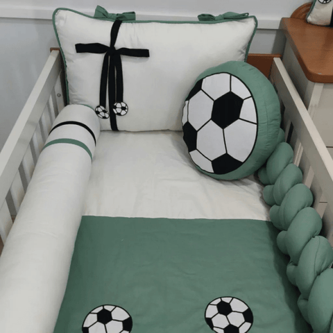 Foot Ball Print Baby Cot Set - The Linen House