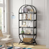 Freestanding Bookcase with Metal Frame In Black - The Linen House