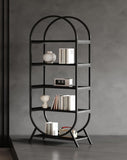 Freestanding Bookcase with Metal Frame In Black - The Linen House