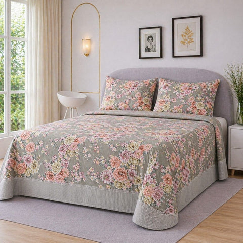 Fresh Blooms Printed Bedsheet - The Linen House