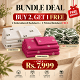 Fuchsia Bow Delight Bundle – 3 Embroidered Bedsheet-King - The Linen House