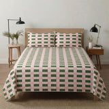 Geometric Green/Pink Print Bedsheet – King Size - The Linen House