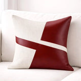 Geometric Luxe Leather Cushion cover – Burgundy & Cream