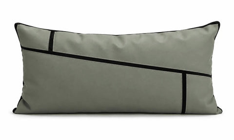 Geometric Luxe Leather Cushion cover – Burgundy & Cream (Copy) - The Linen House