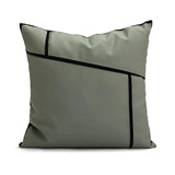 Geometric Luxe Leather Cushion cover – Burgundy & Cream (Copy) - The Linen House