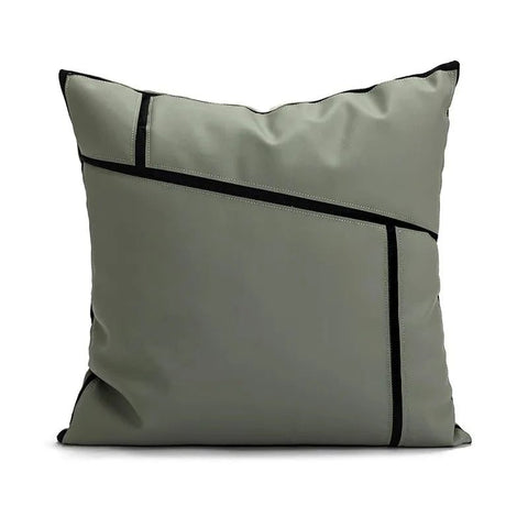 Geometric Luxe Leather Cushion cover – Burgundy & Cream (Copy) - The Linen House