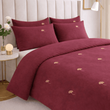 Ginkgo Gold Maroon Bundle – 3 Embroidered Bedsheet-King - The Linen House