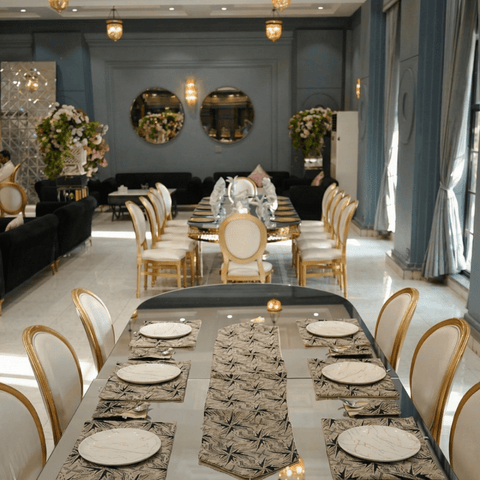 Gold - Threaded Elegance Table Placemat Set - The Linen House